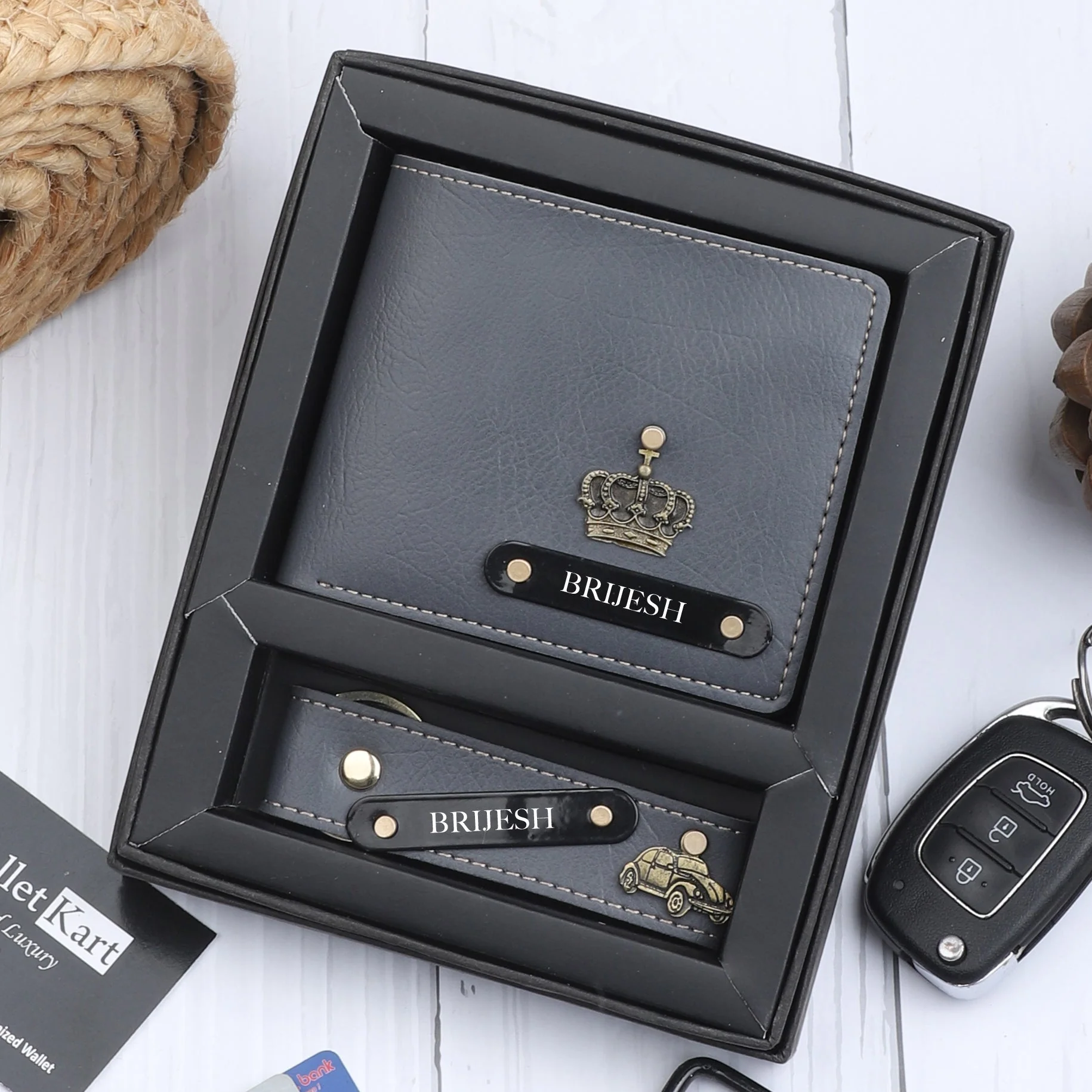 2 Personalised Leather Name Wallet & Get 2 Keychains absolutely Free - Image 14