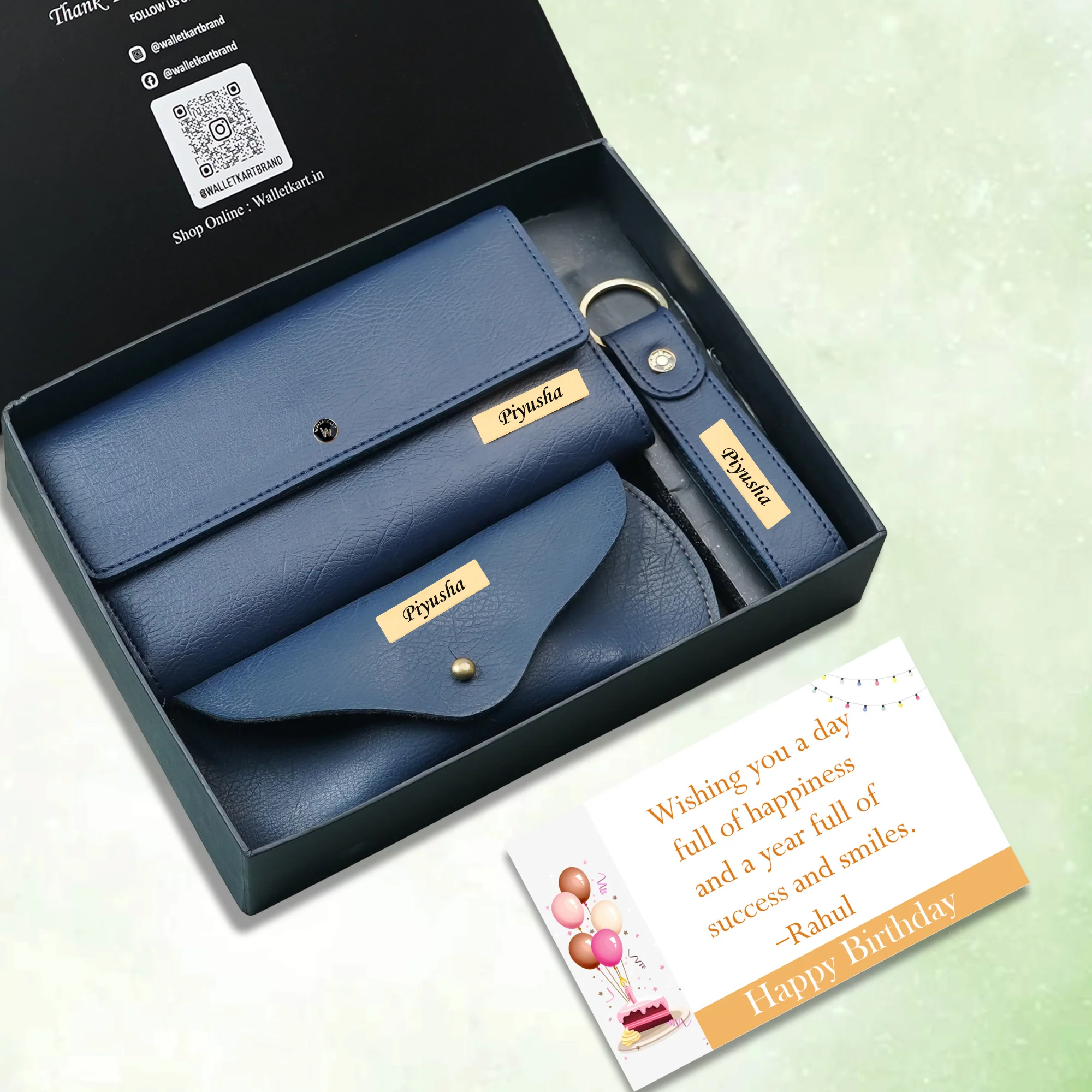 Birthday Special Custom Gift Set for Wife / Girlfriend | Personalised Clutch, Keychain & Eyewear Case for Women - Image 4