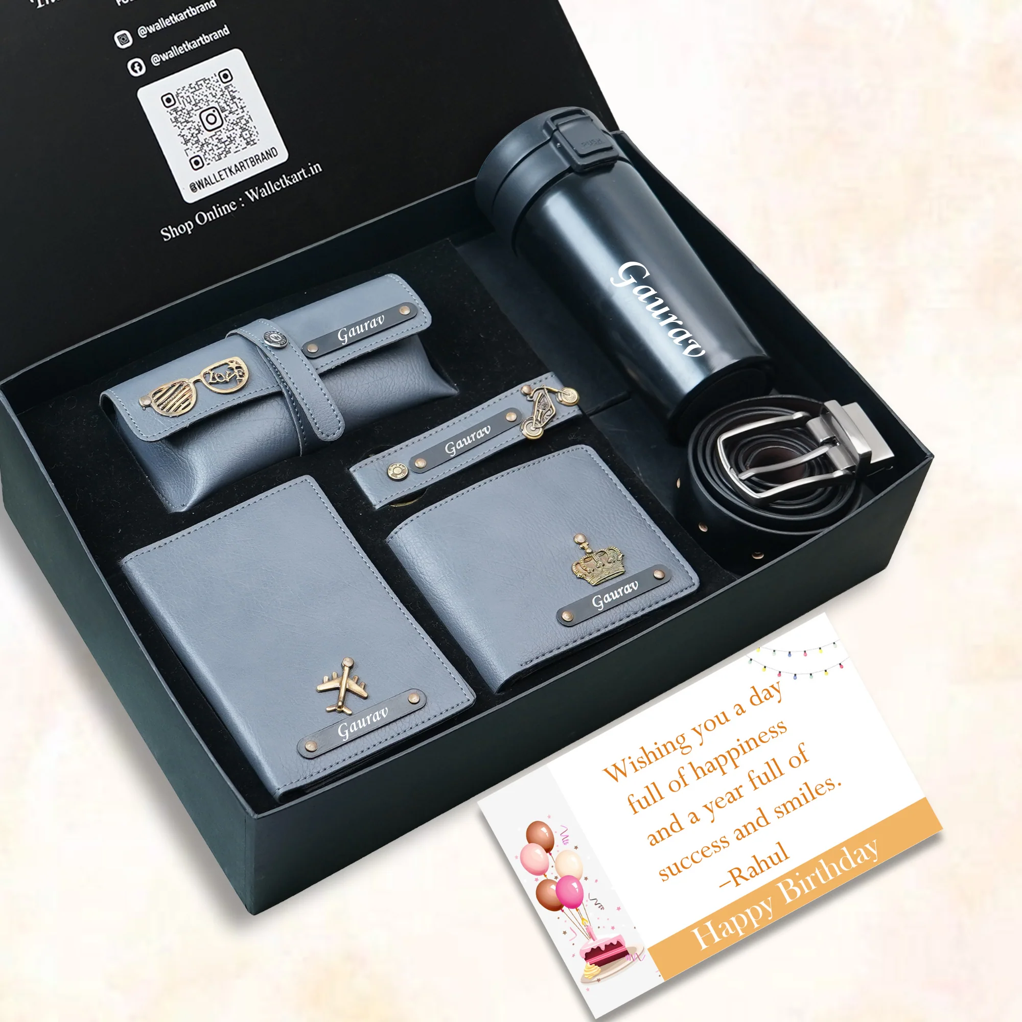 Birthday Special Personalized Gift Combo for Him – 6-in-1 Custom Gift Set with Wallet & Coffee Travel Mug - Image 3