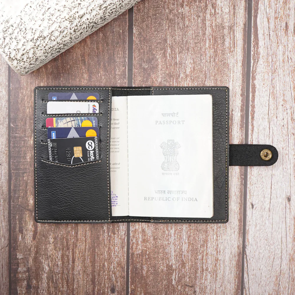 Customized Couple Travel Passport Covers with magnetic lock & Personlised Name & Charm on leather strip - Image 2