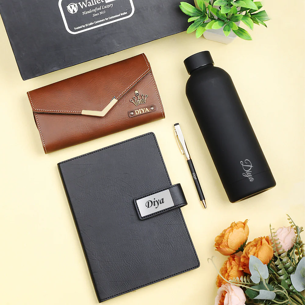 Perfect Personalized Gift for Her Name Engraved Gifts Combo for Wife with name & Charm