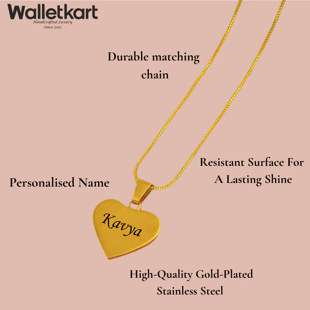 Customized Name stainless steel golden Heart pendant | Best Customized Gift for Girlfriend Friend Wife Mother & Sister - Image 3