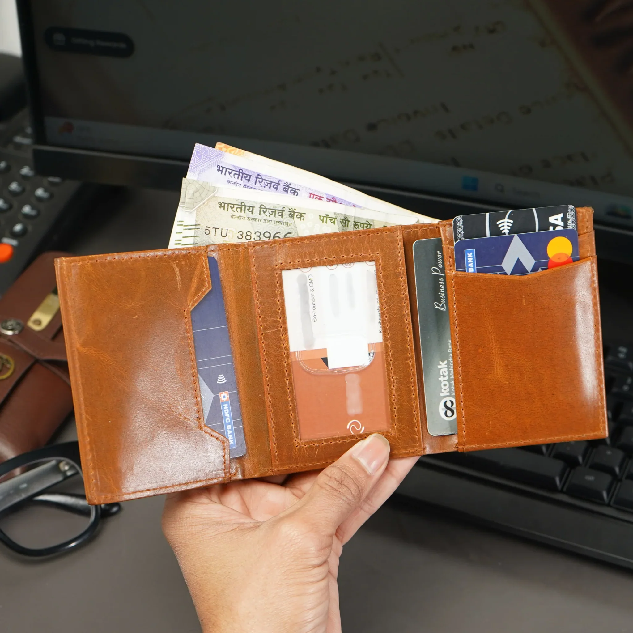 Elegant Genuine Leather Men's Metal Card Holder – Perfect for Professionals (STYLE ID #26) - Image 12