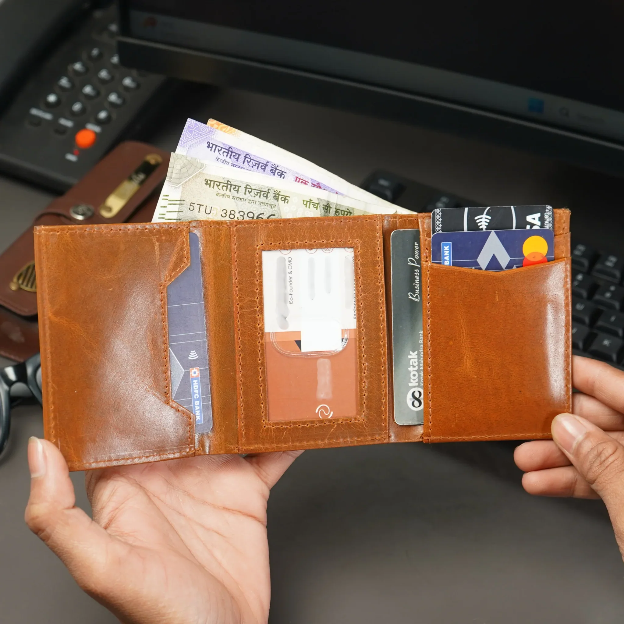 Elegant Genuine Leather Men's Metal Card Holder – Perfect for Professionals (STYLE ID #26) - Image 13