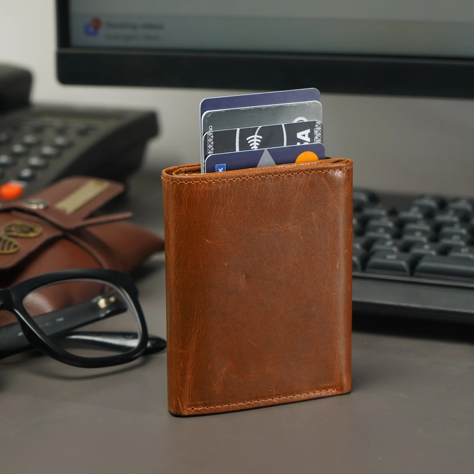 Elegant Genuine Leather Men's Metal Card Holder – Perfect for Professionals (STYLE ID #26) - Image 3