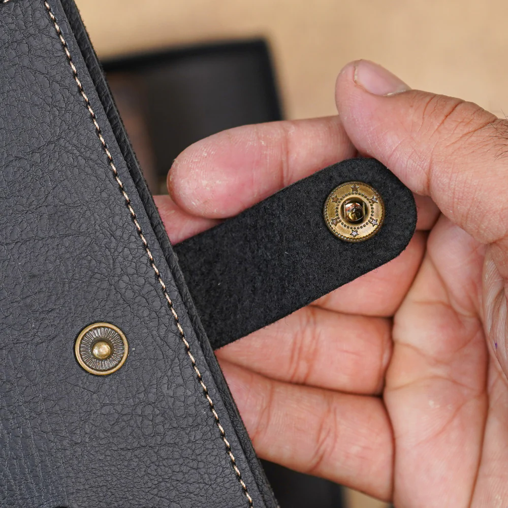 Elegant Leather Passport Cover with Magnetic hook – Customized with Charm & Name embossed on leather strip with hand tool (Handmade Passport Cover) - Image 10