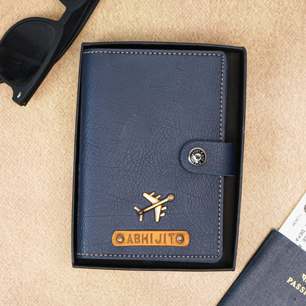 Elegant Leather Passport Cover with Magnetic hook – Customized with Charm & Name embossed on leather strip with hand tool (Handmade Passport Cover) - Image 5