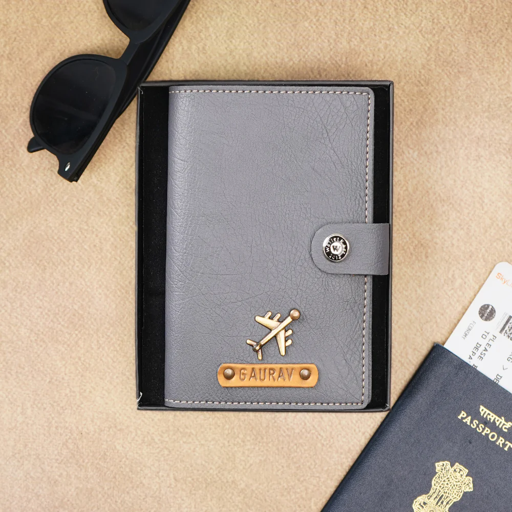 Elegant Leather Passport Cover with Magnetic hook – Customized with Charm & Name embossed on leather strip with hand tool (Handmade Passport Cover) - Image 6