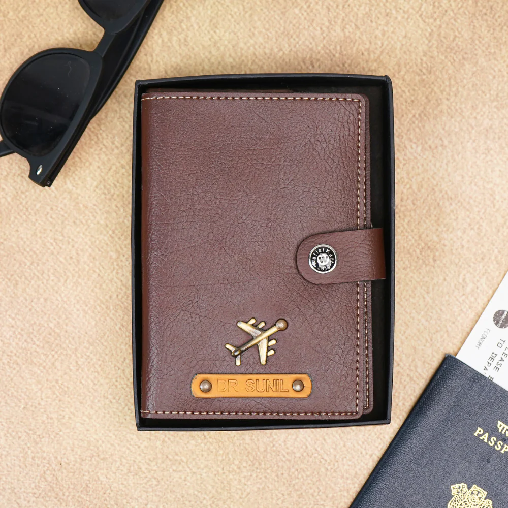 Elegant Leather Passport Cover with Magnetic hook – Customized with Charm & Name embossed on leather strip with hand tool (Handmade Passport Cover) - Image 7