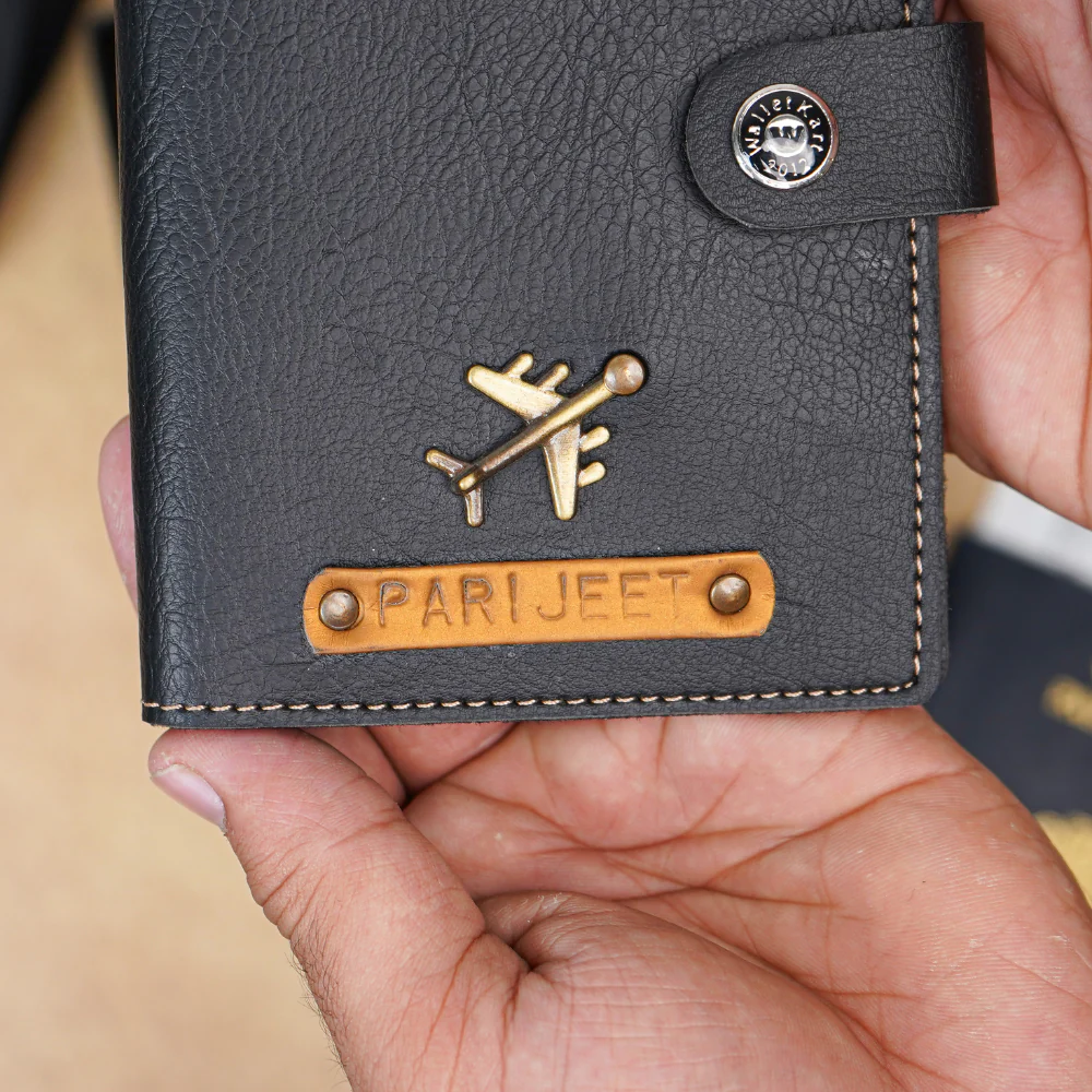 Elegant Leather Passport Cover with Magnetic hook – Customized with Charm & Name embossed on leather strip with hand tool (Handmade Passport Cover) - Image 8