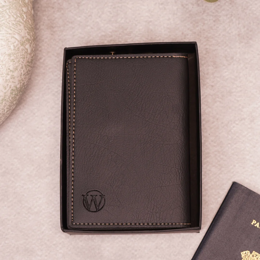 Elegant Personalized Passport Case with Name on leather strip with hand embossed - Image 4