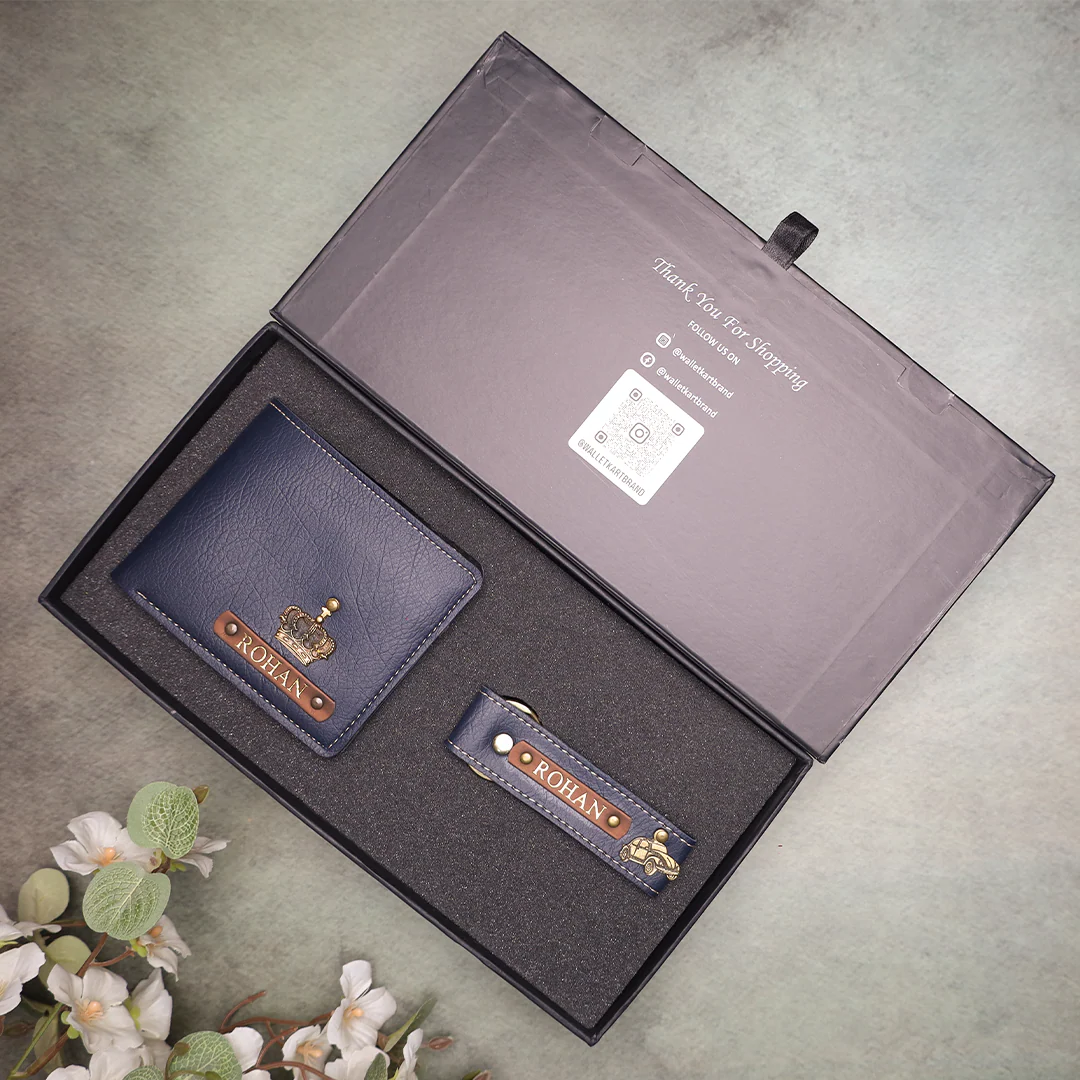 Personalised 2-in-1 Leather 's Wallet & Keychain with Golden Foil Name Strip & Charm For Boyfriend, Husband & Father On Birthday and Anniversary - Image 7