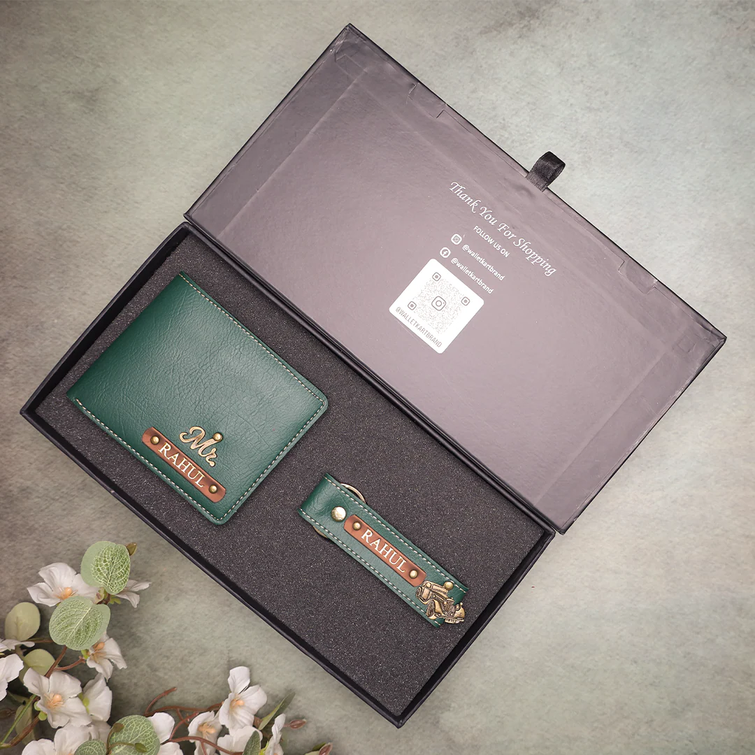 Personalised 2-in-1 Leather 's Wallet & Keychain with Golden Foil Name Strip & Charm For Boyfriend, Husband & Father On Birthday and Anniversary - Image 8