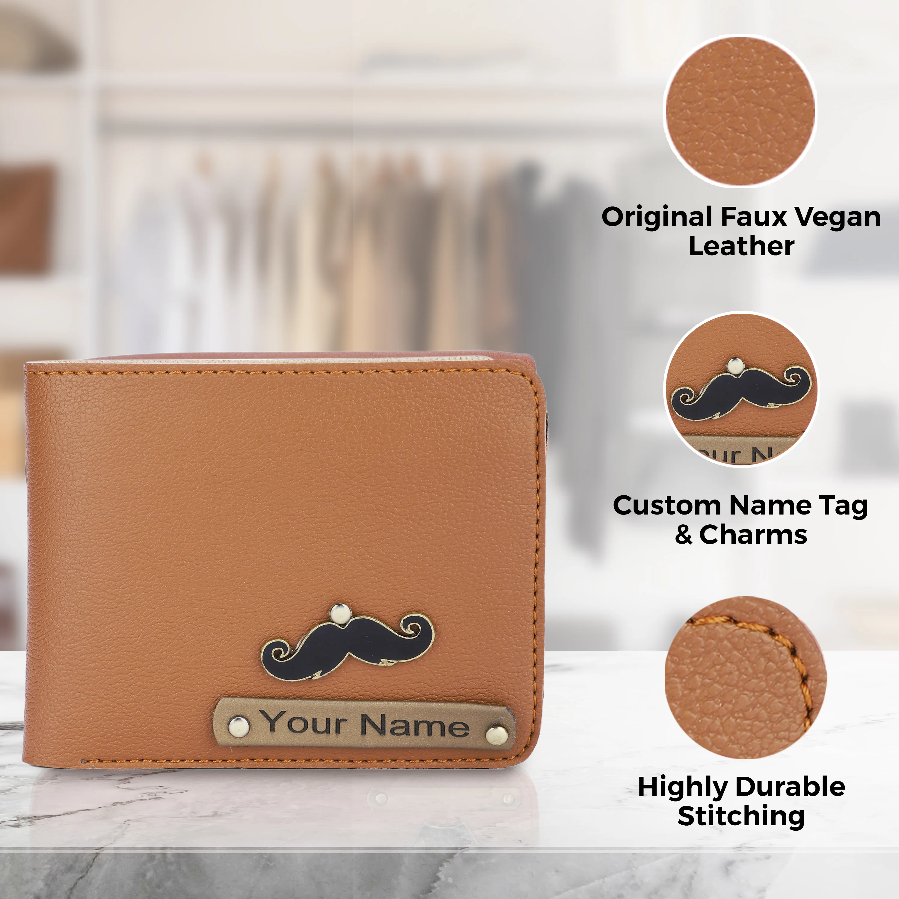 Personalized Men's Wallet with Name & Charm - Image 11