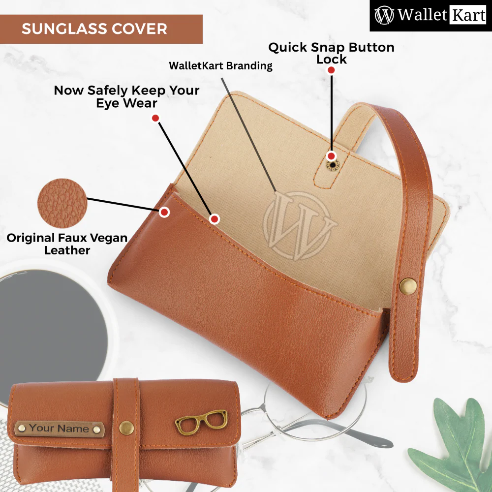Personalized Men's Wallet, Keychain, Eyewear Case & Passport Cover with Name. & Charm Gift Combo - Image 12