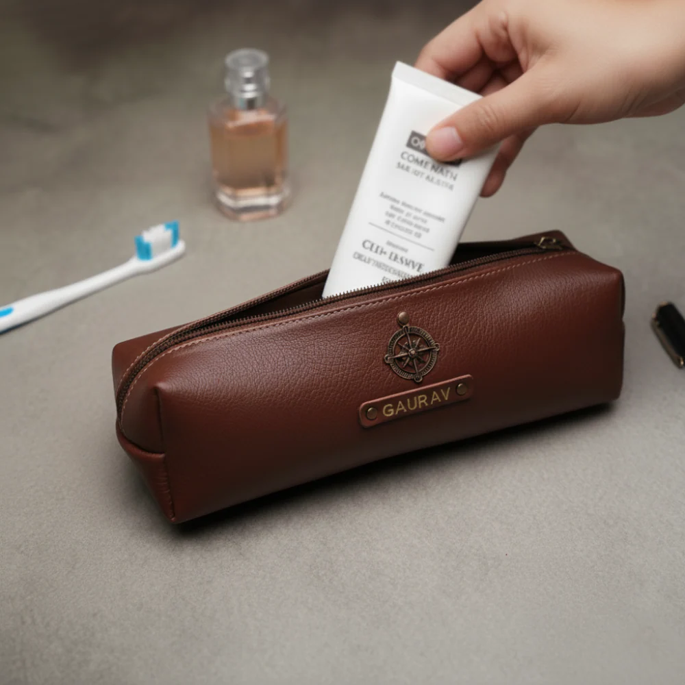 Perfect Gift for corporate & Office – Customized Leather Pouch with Name & Charm - Image 4