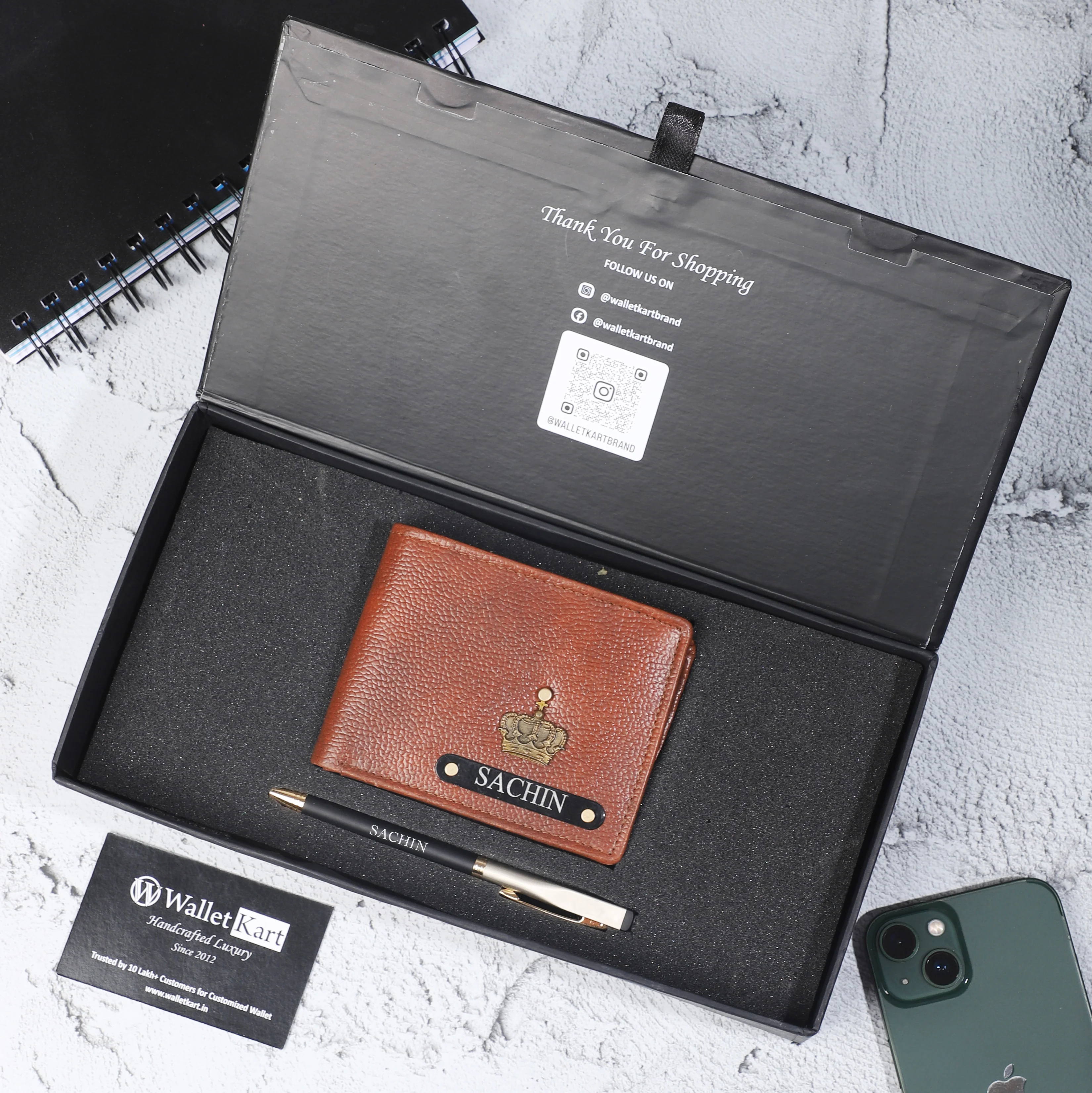 Personalised Leather Name Men's Wallet & Pen With Name and Charm | Best Customised (2 in 1 Gift Combo) for Boyfriend Friend Husband Father & Son on Birthday and Anniversary - Image 5