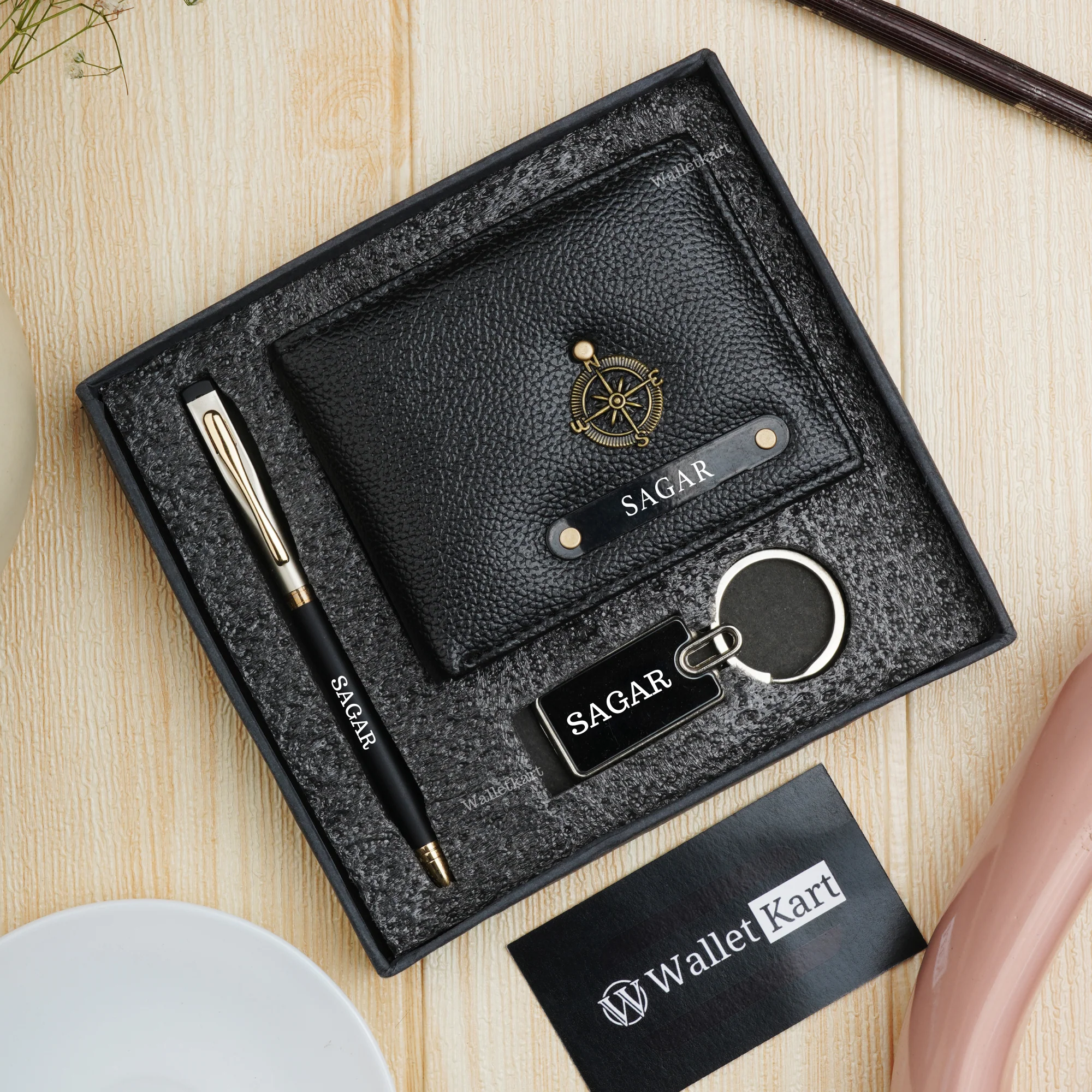 Personalised Leather Name Men's Wallet ,Keychain & Pen With Name and Charm | Best Customised 3 in 1 Gift Combo for Boyfriend Friend Husband Father & Son on Birthday and Anniversary - Image 7