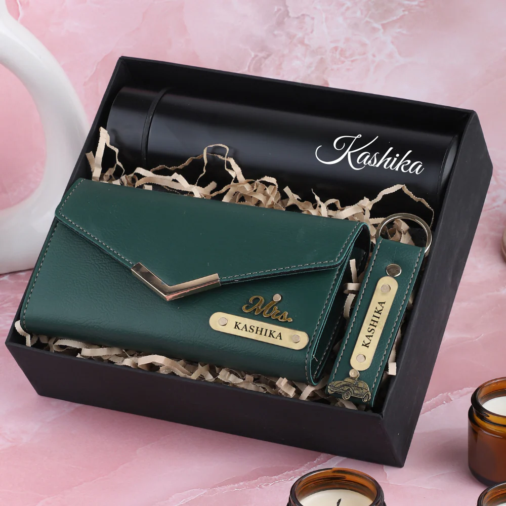 Exclusive Custom gift set for Wife / Girlfriend | Clutch Keychain and Bottle Set for Women | Thoughtful Gift for Loved Ones - Image 5