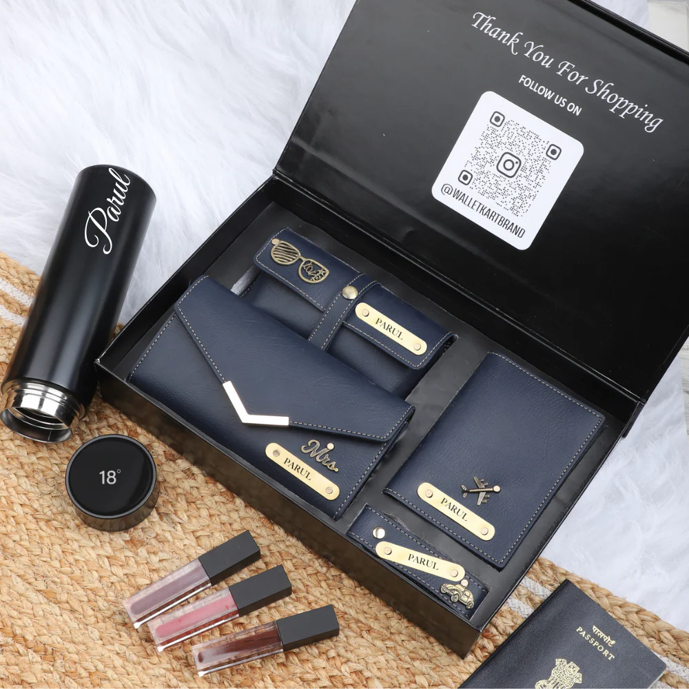 Personalized 5-in-1 Leather Clutch Combo Gift Set for Women | Personalized Anniversary / Birthday Gift For Wife / Girlfriend - Image 9