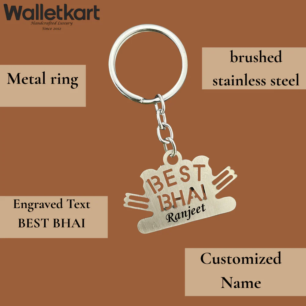 Best Bhai Ever – Personalized Metal Keychain with His Name - Image 3