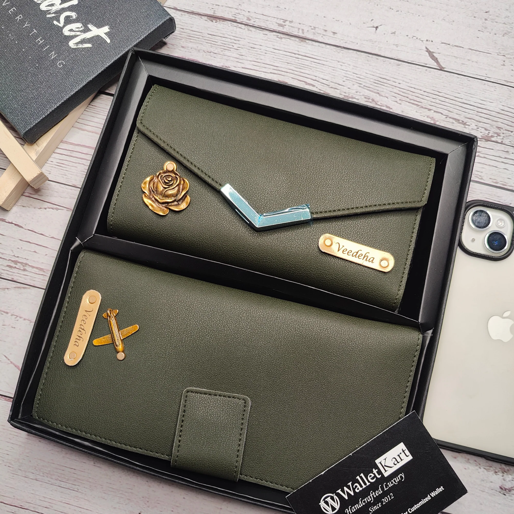 Personalized Leather Name Clutch & Travel Wallet Combo, Women's Gift Combo for Girlfriend, Friend, Wife, Mother & Sister - Image 7