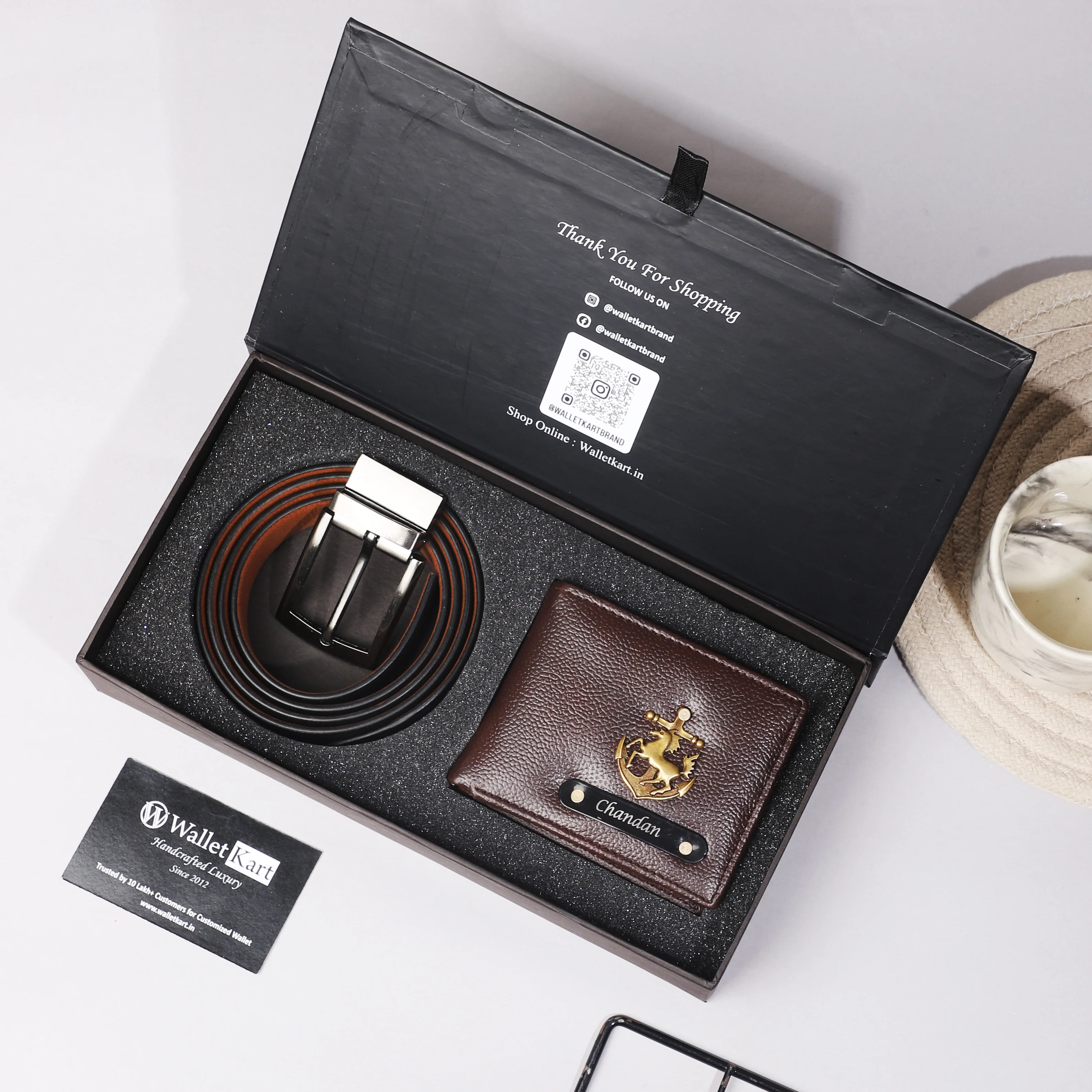 Personalized Leather Name Men's Wallet and Belt With Name and Charm | Best Customised (2 in 1 Gift Combo) for Boyfriend Friend Husband Father & Son on Birthday and Anniversary - Image 4