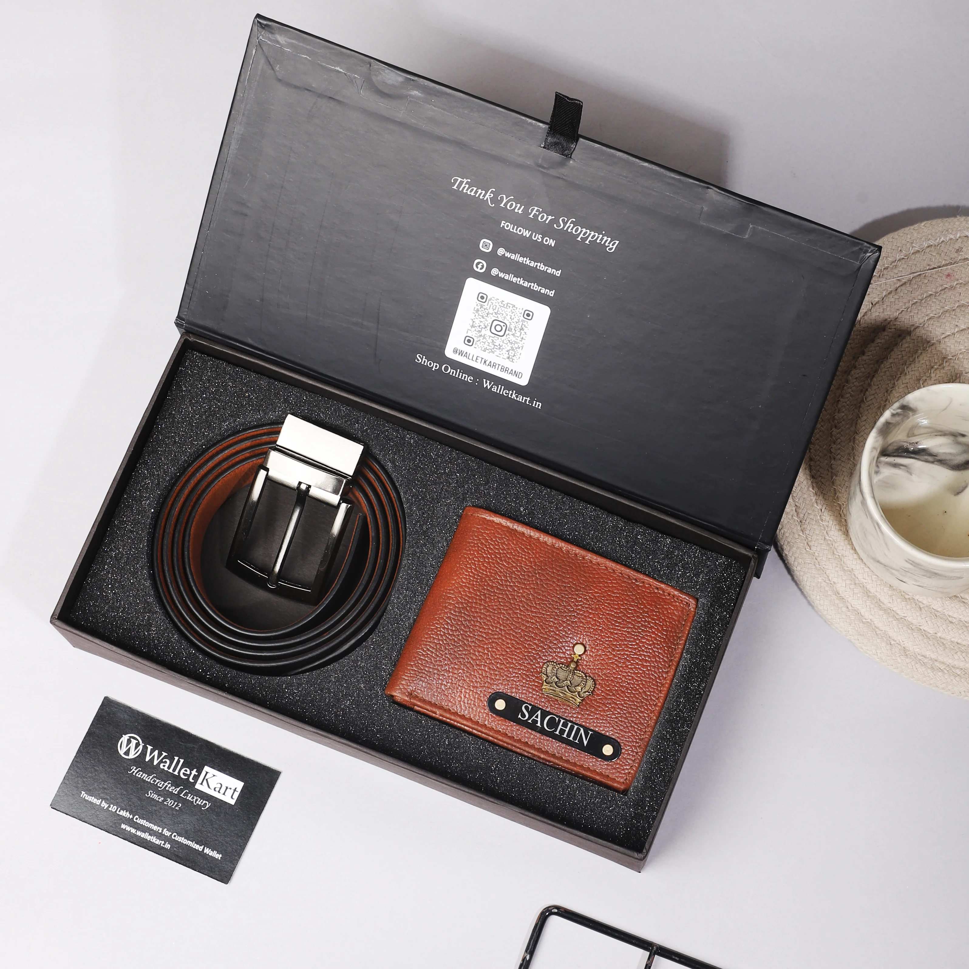 Personalized Leather Name Men's Wallet and Belt With Name and Charm | Best Customised (2 in 1 Gift Combo) for Boyfriend Friend Husband Father & Son on Birthday and Anniversary - Image 5