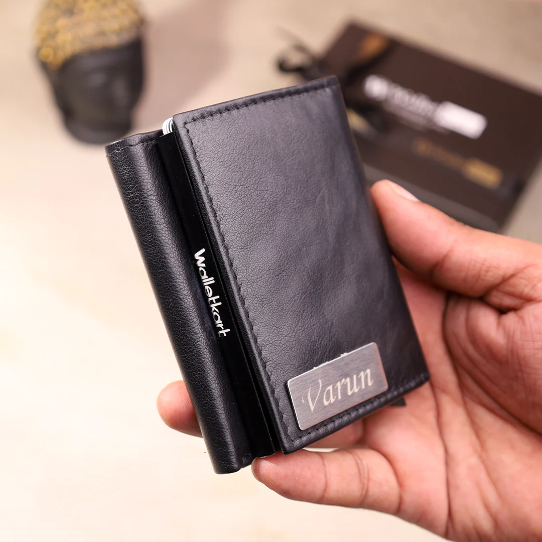 Personalized Genuine Leather Name Men's RFID Protected Smart Metal Card Holder (STYLE ID #20) - Image 5