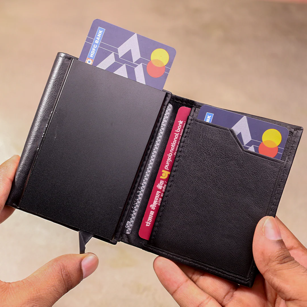 Personalized Genuine Leather Name Men's RFID Protected Smart Metal Card Holder (STYLE ID #20) - Image 6