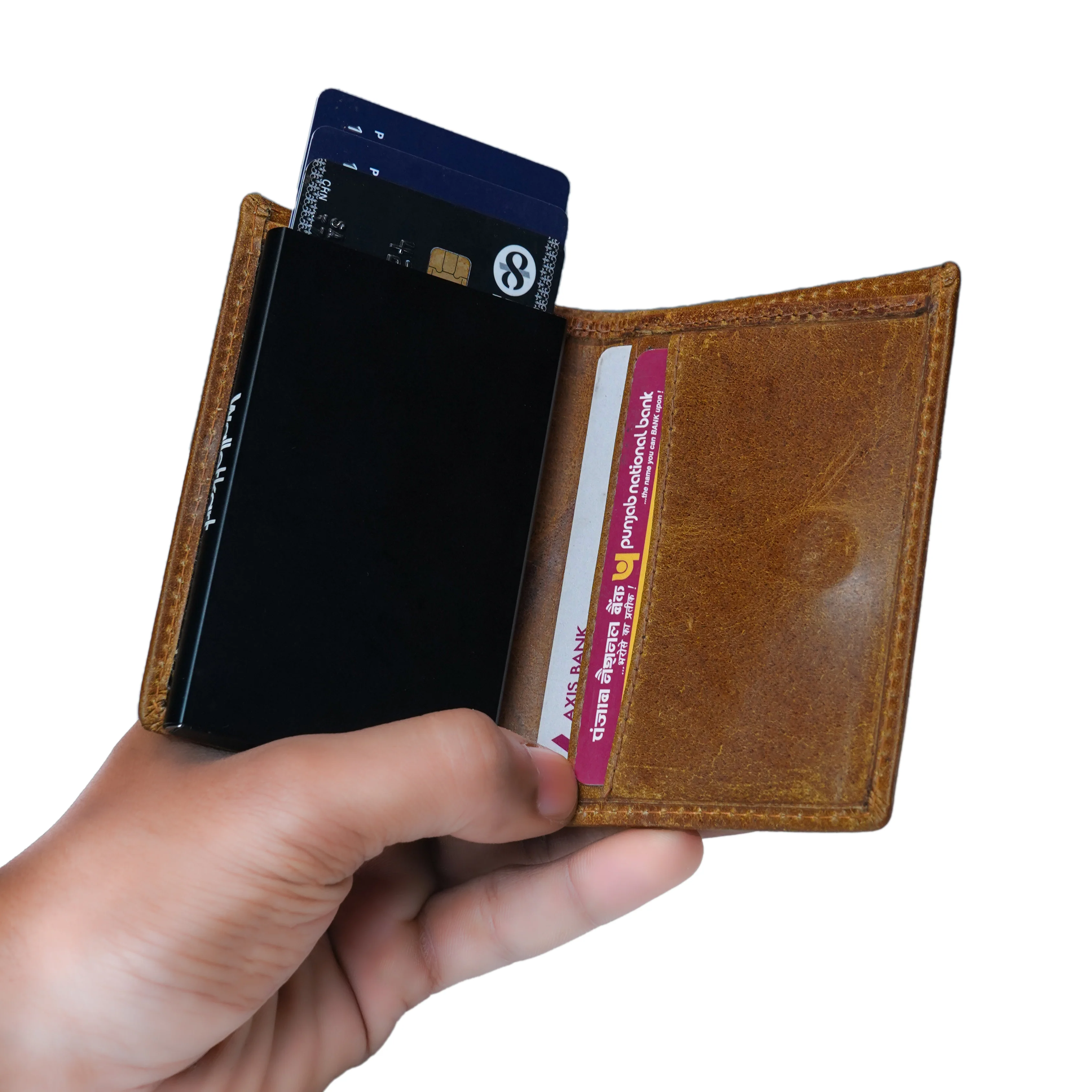 Genuine Leather Men's Metal Card Holder with card and cash compartment (STYLE ID #30) - Image 5