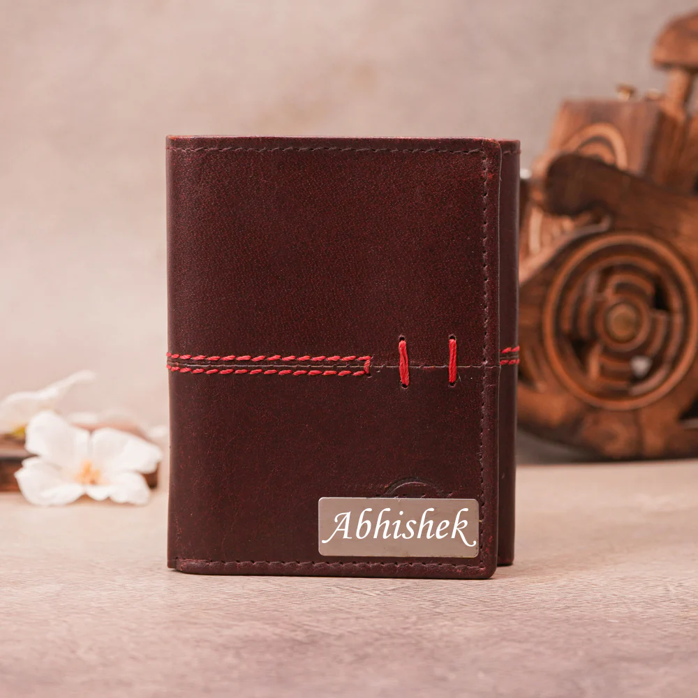 Personalized Genuine Leather Men's Tri Fold Wallet (STYLE ID #11) - Image 11