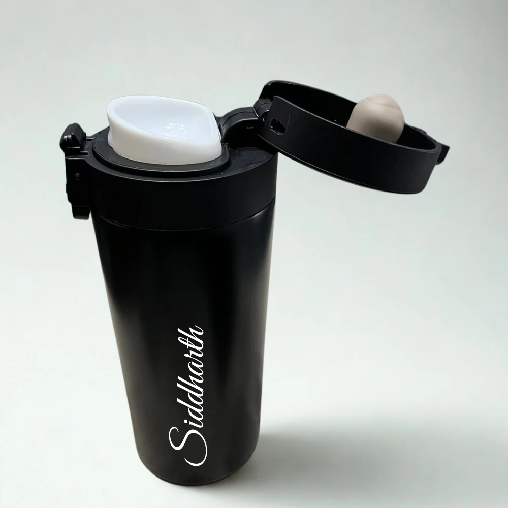 Personalized Vacuum Insulated Stainless Steel Coffee Travel Mug | Black - Image 4
