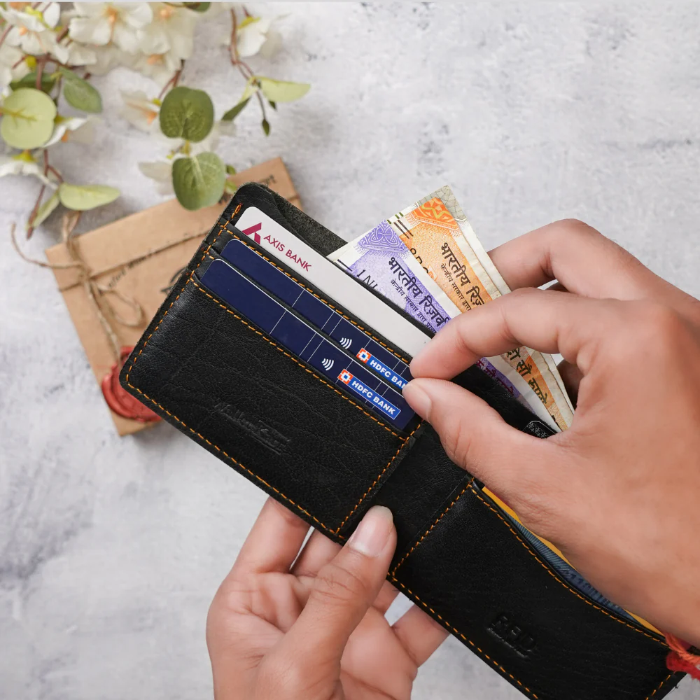 Personalized Handcrafted Name Engraved Wallet , Snaphook, Pen & H2GO Bottle | 4-in-1 Gift Combo – for Boyfriend Husband on Birthday & Anniversary (Style ID #17) - Image 6