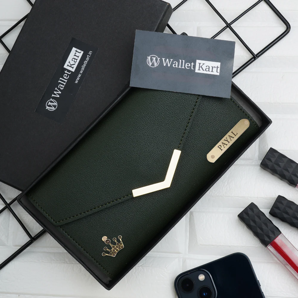 Personalized Ladies Leather Clutch with Name & Charm Gift for Girlfriend, Wife, Mother & Sister - Image 6