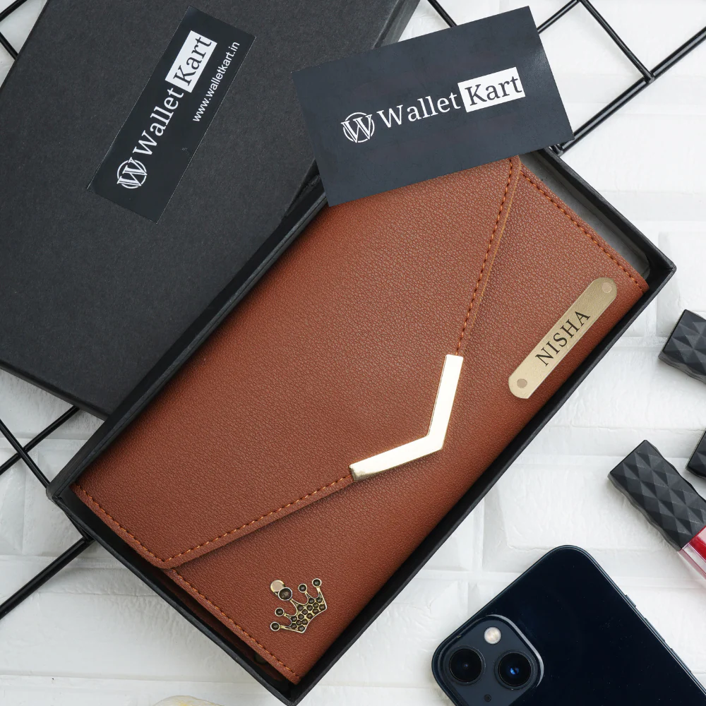Personalized Ladies Leather Clutch with Name & Charm Gift for Girlfriend, Wife, Mother & Sister - Image 8