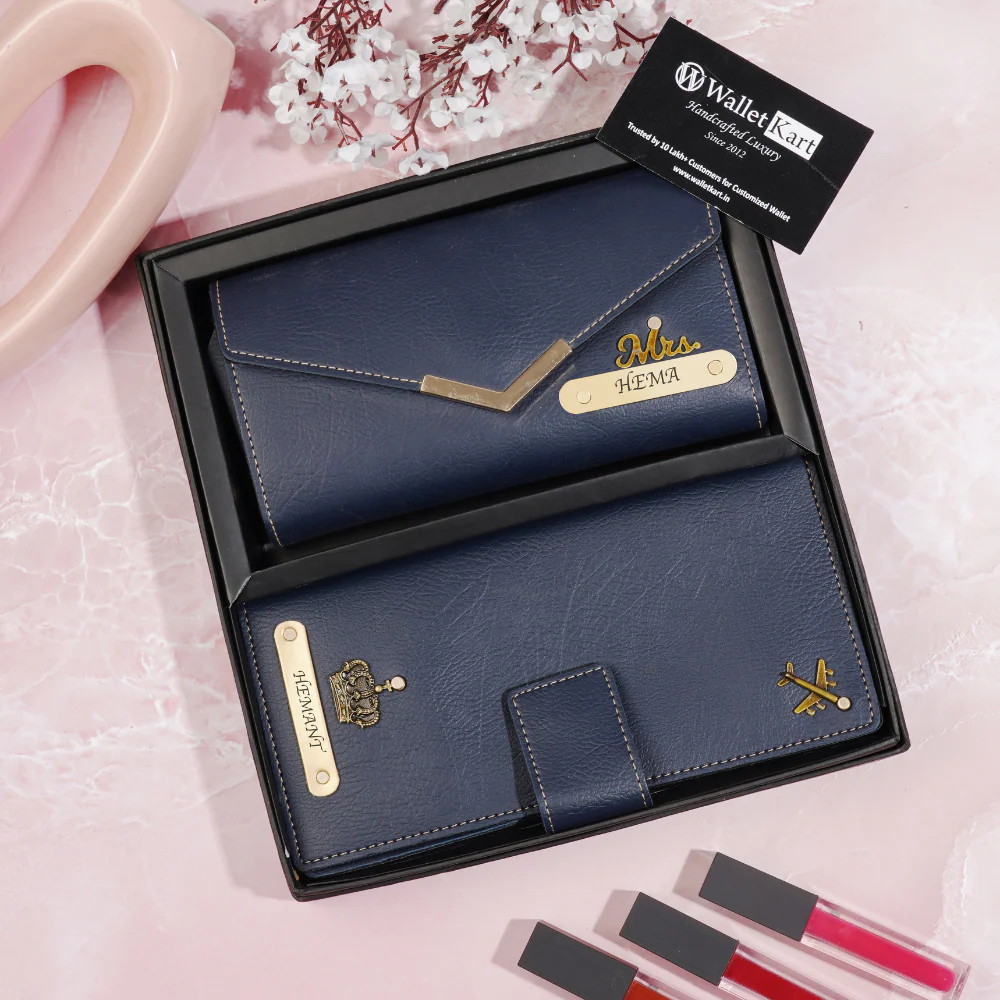 The Perfect Gift: Custom Clutch & Travel Wallet Set 2 in 1 Personlised Leather Gift With Name & Charm - Image 6