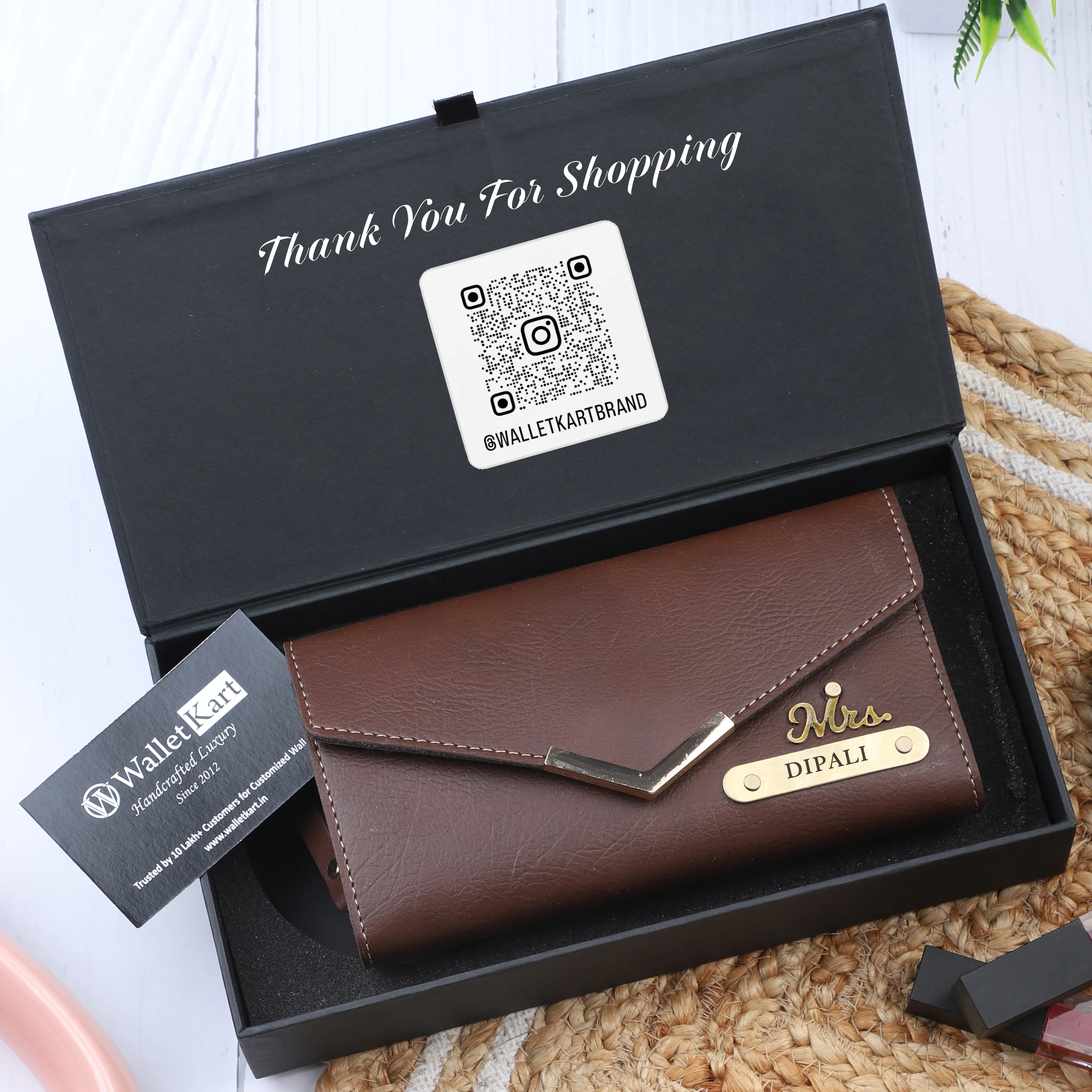 Personalized Women’s Clutch with Name Engarved on Plate along with Charm | Romantic Gifts for wife / Girlfriend with name - Image 3