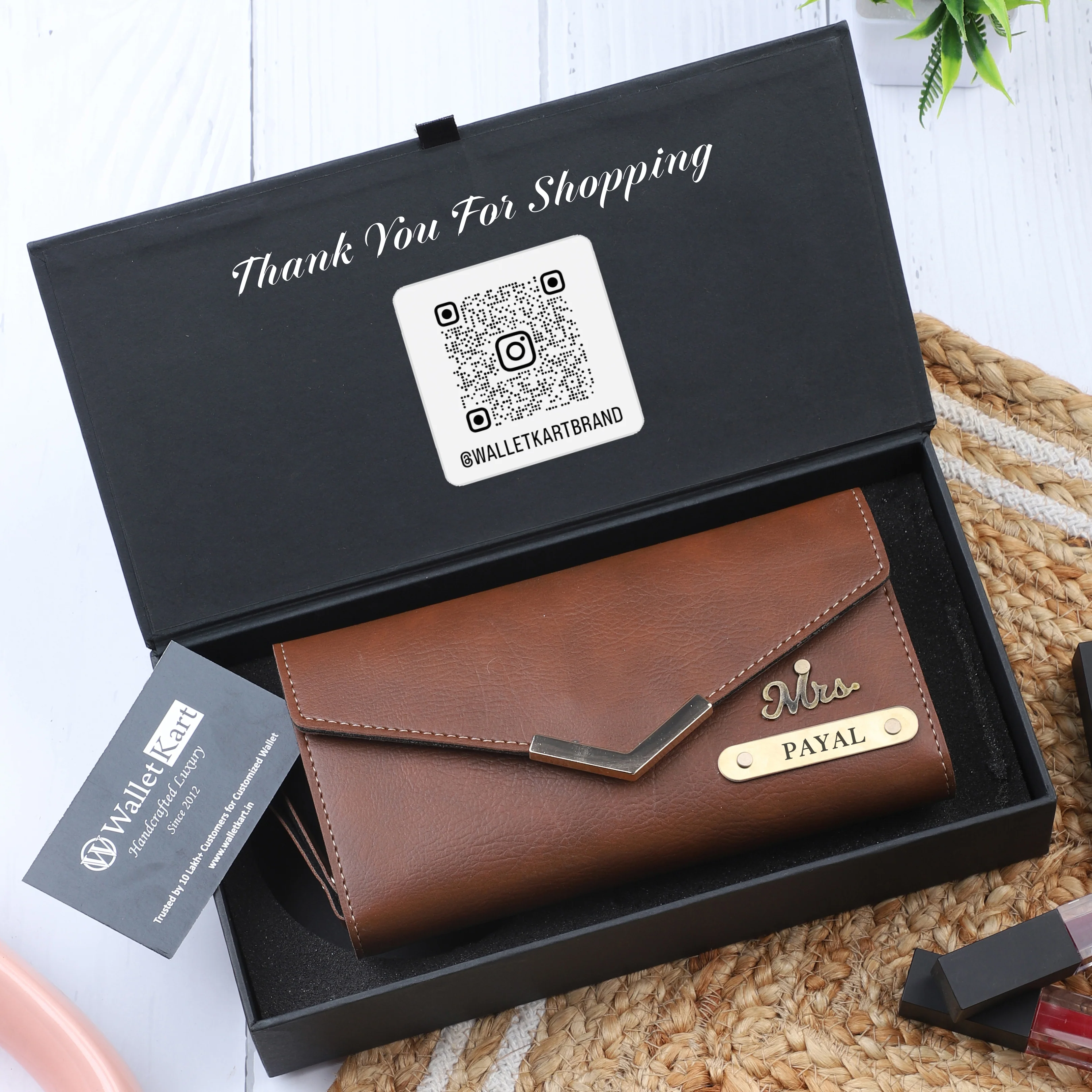 Personalized Women’s Clutch with Name Engarved on Plate along with Charm | Romantic Gifts for wife / Girlfriend with name - Image 4