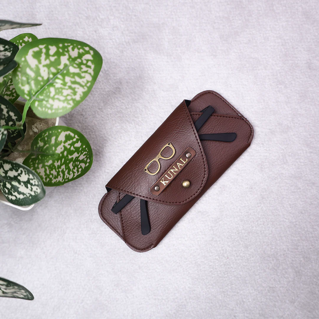 Customized Leather Eyewear Case with Name and Charm - Image 3