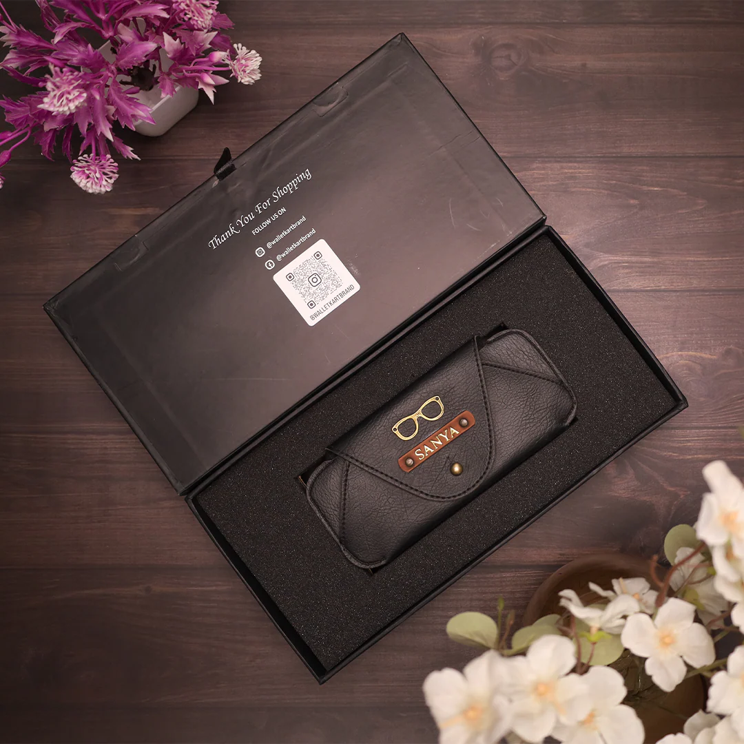 Customized Leather Eyewear Case with Name and Charm - Image 6