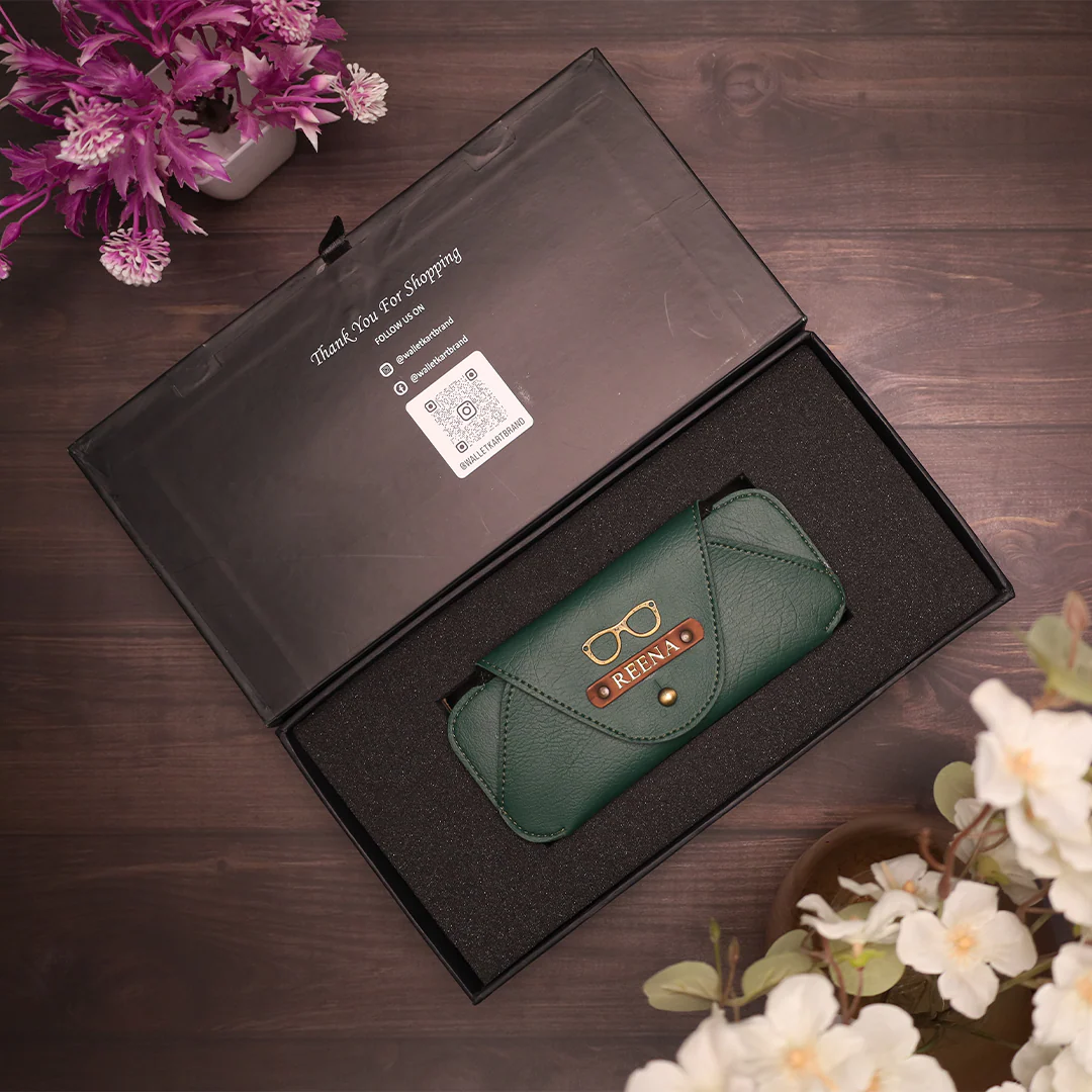 Customized Leather Eyewear Case with Name and Charm - Image 9