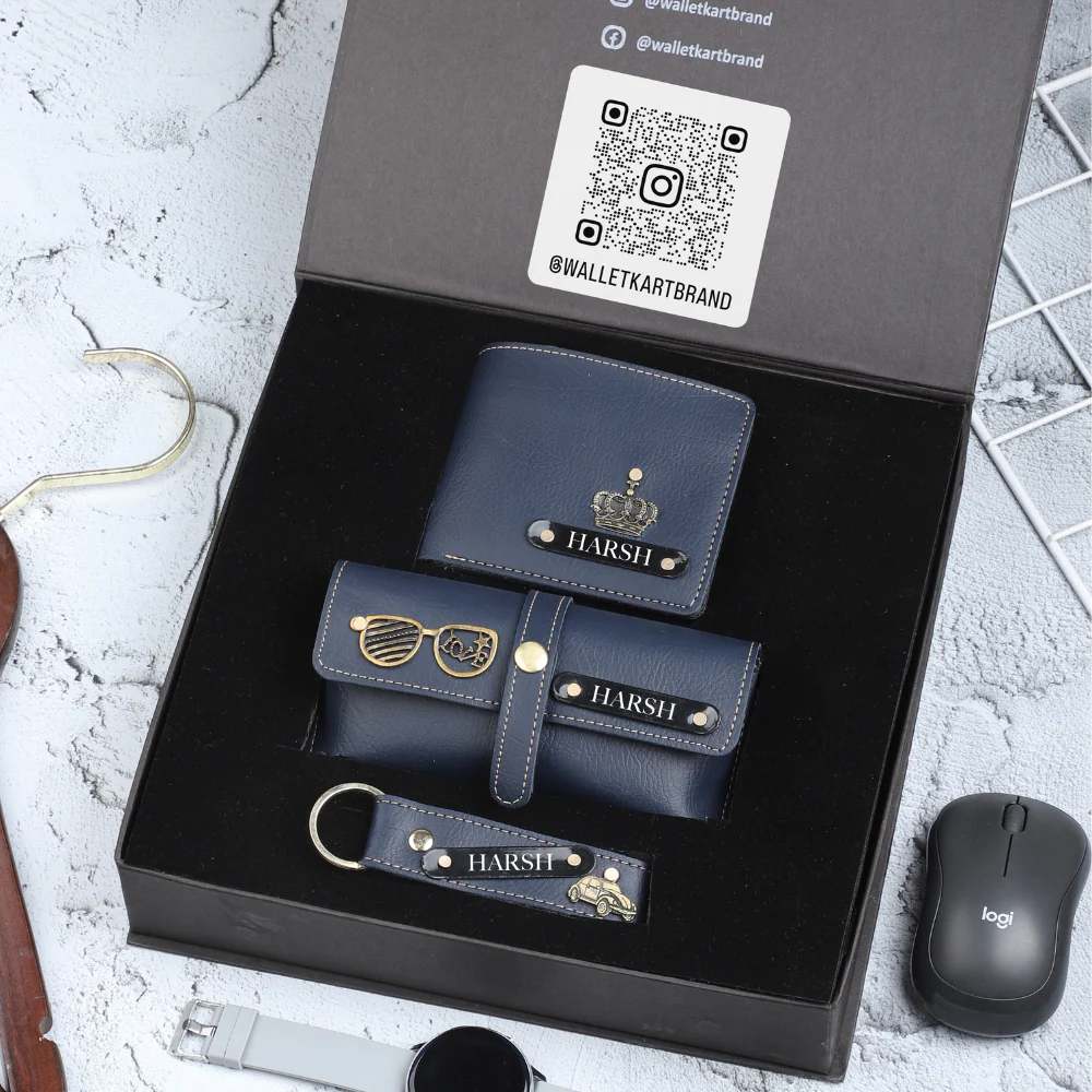 Personalized Leather Wallet, Keychain & Eyewear Case for Men | Name Engraved - Image 6