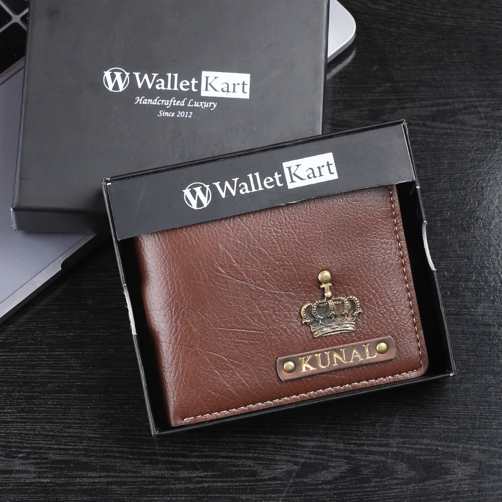 Personalised Leather Wallet for Golden Foil Leather Strip With Name and Charm For Boyfriend, Husband & Father On Birthday and Anniversary - Image 4