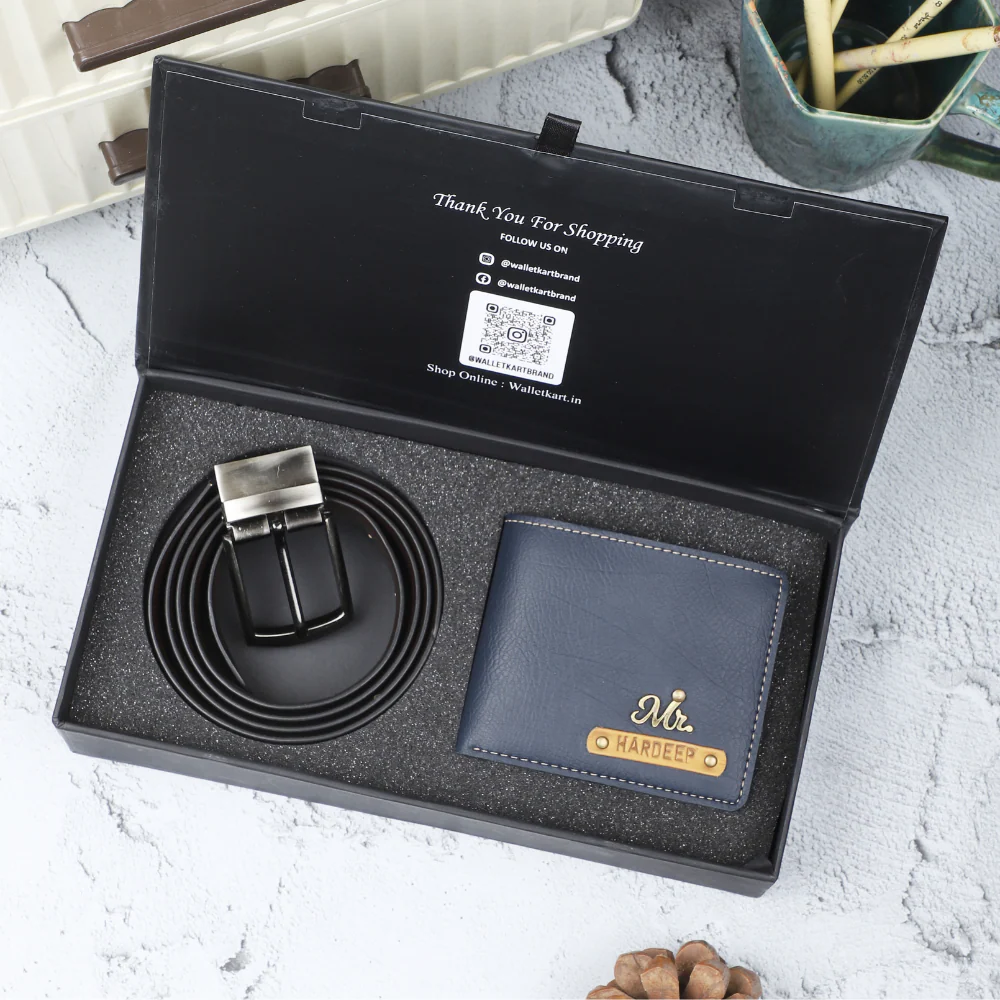 Personalised 2-in-1 Leather 's Wallet Embossed Leather Name Strip and Charm and Belt For Boyfriend, Husband & Father On Birthday and Anniversary - Image 7