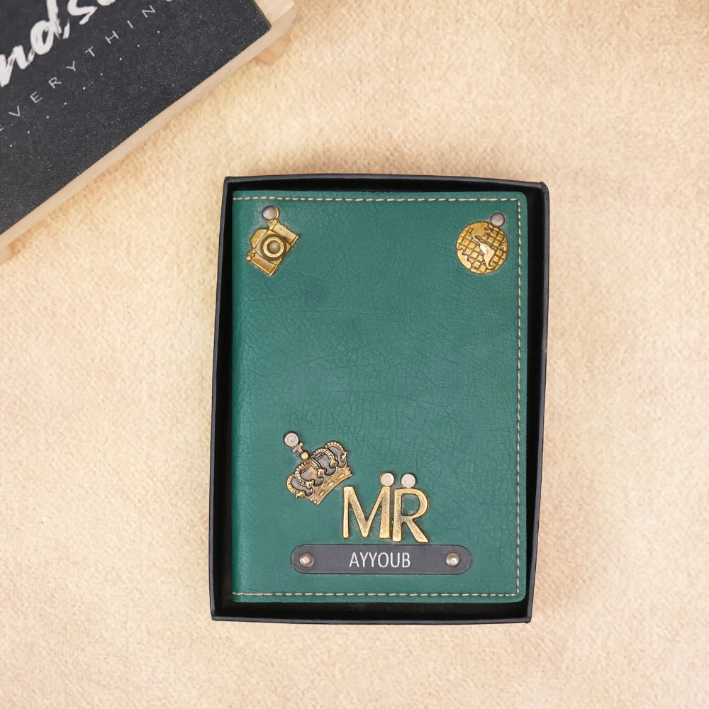 Personalized Leather Name MR. Passport Cover with Charm - Image 3