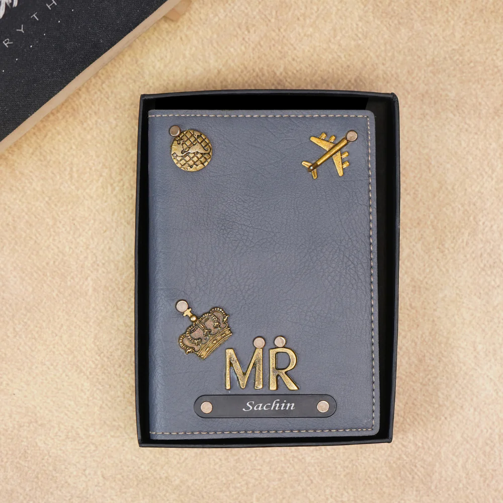 Personalized Leather Name MR. Passport Cover with Charm - Image 4
