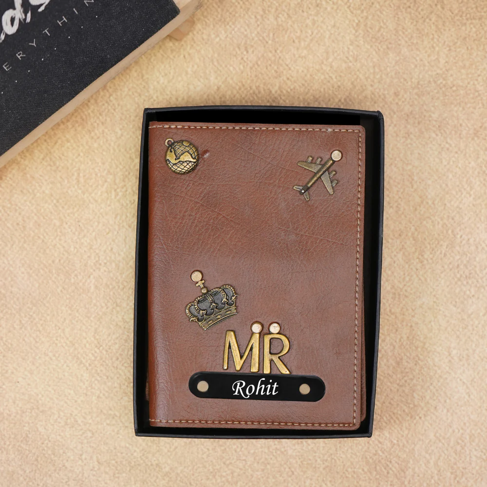 Personalized Leather Name MR. Passport Cover with Charm - Image 5