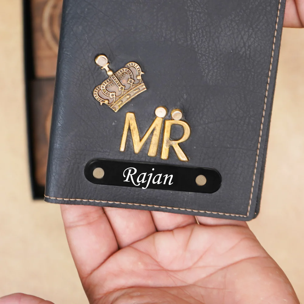 Personalized Leather Name MR. Passport Cover with Charm - Image 7