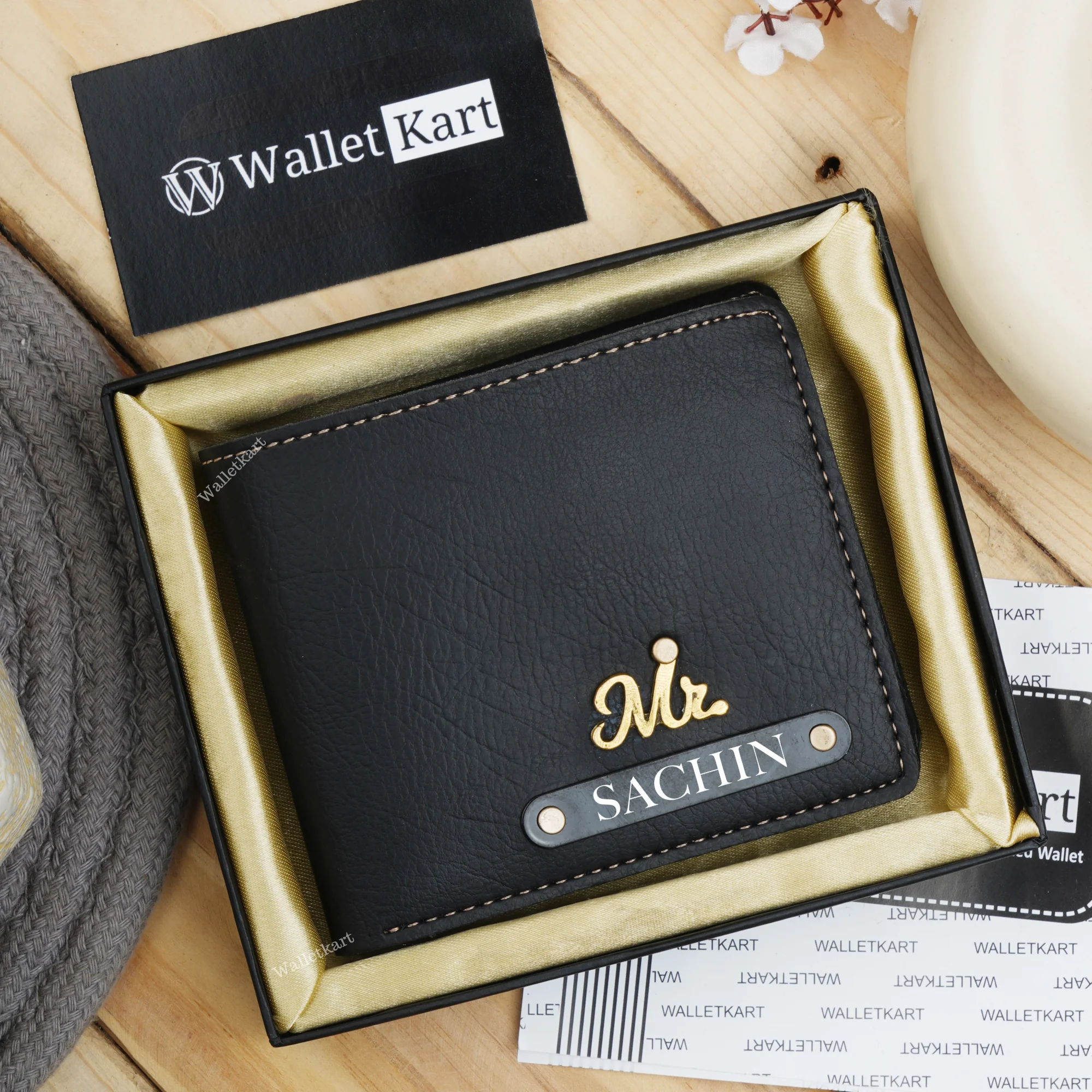 Personalised Leather Wallet for Men with Name & Charm | Custom Engraved Gift - Image 5